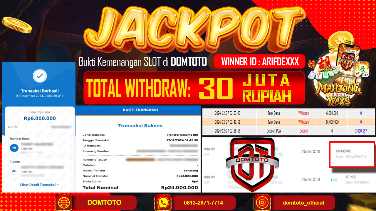 JACKPOT SLOT MAHJONG WAYS 27 DESEMBER 2024